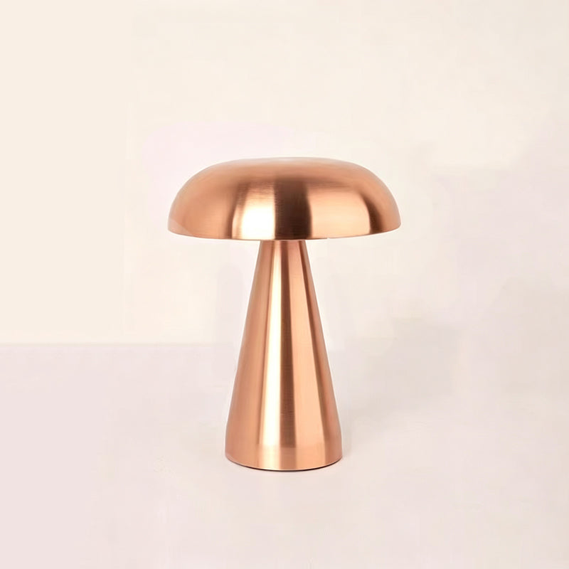 Rechargeable Metal Mushroom Table Lamp with Touch Dimming