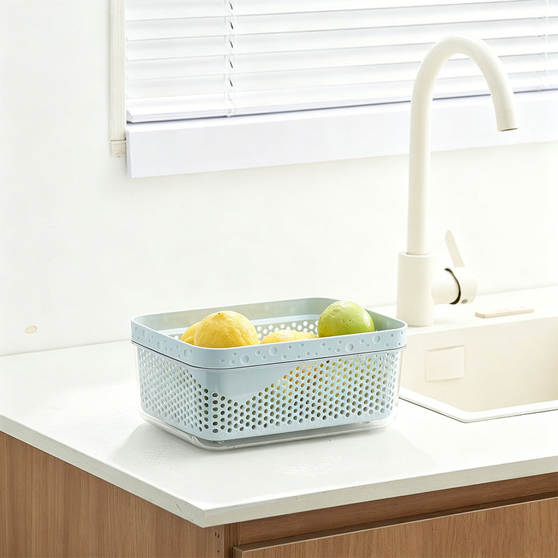 Large Capacity 2-Tier Stackable Square Drain Basket Set