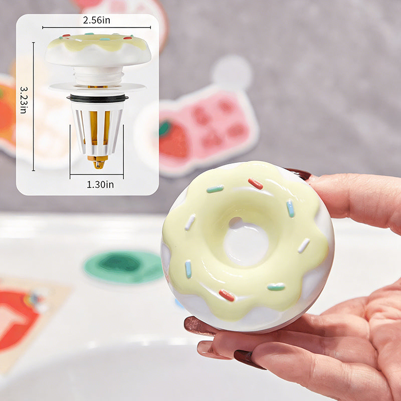 Universal Ceramic Donut Pop-Up Drain Stopper, Anti-Clog & Odor-Free