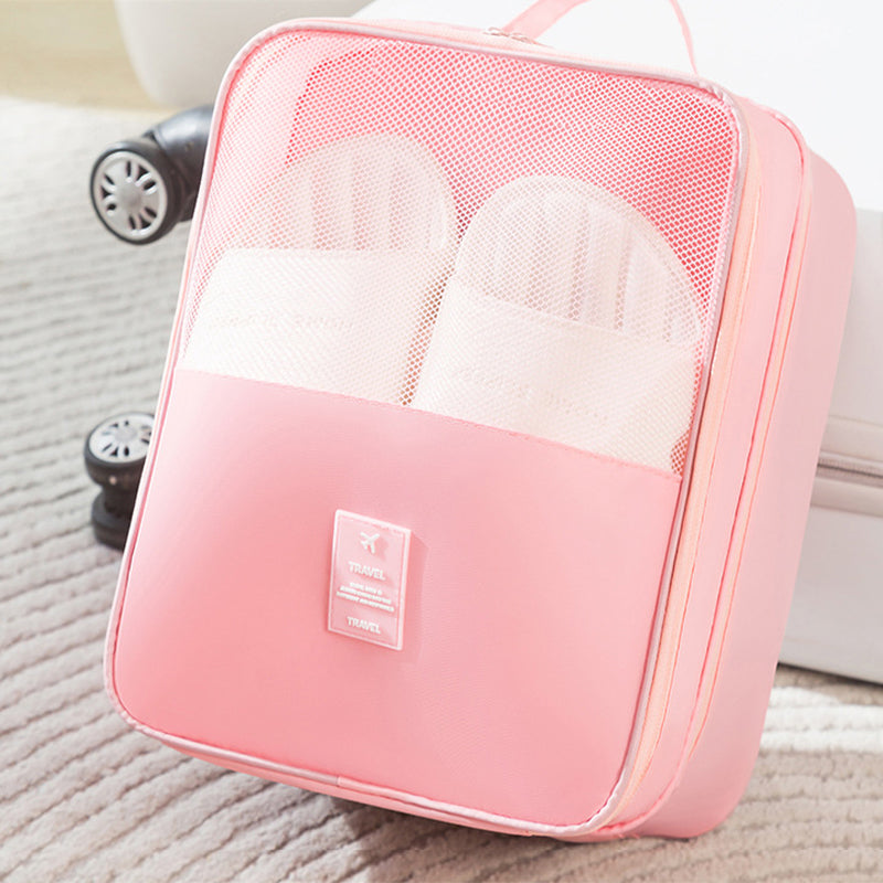 Portable Triple-Layer Shoe Organizer Bag with Back Pocket