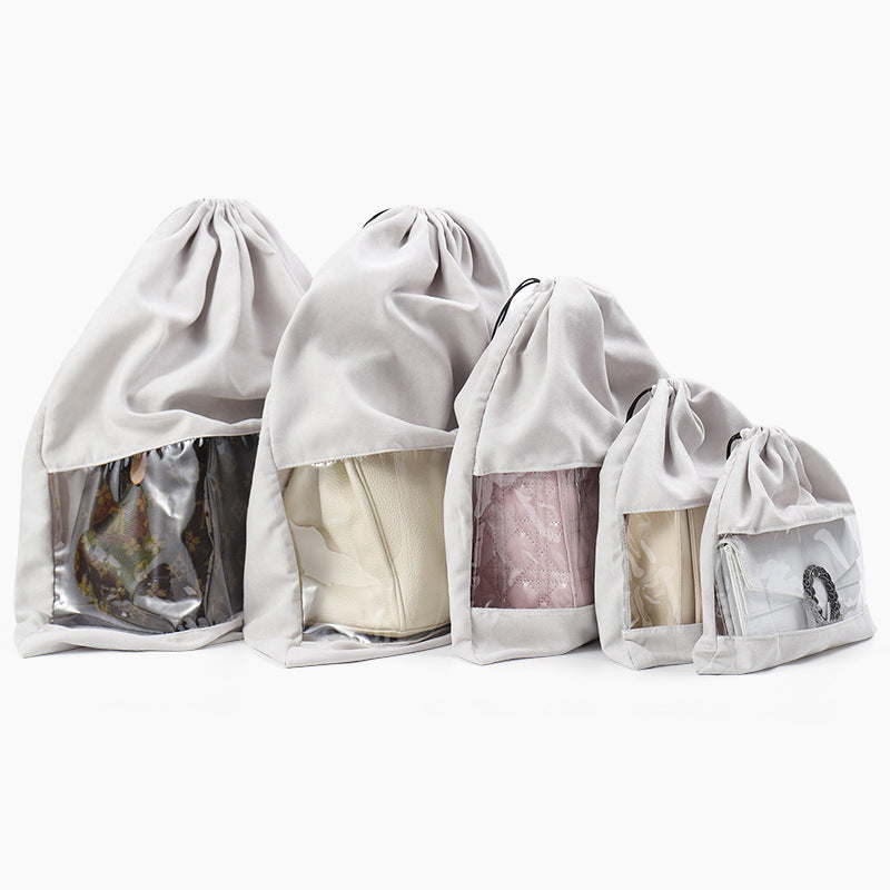Velvet Dust Bag with Clear Window for Handbags