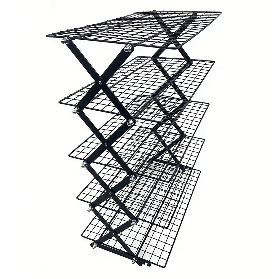 Multi-Layer Foldable Mesh Storage Rack with Adjustable Height