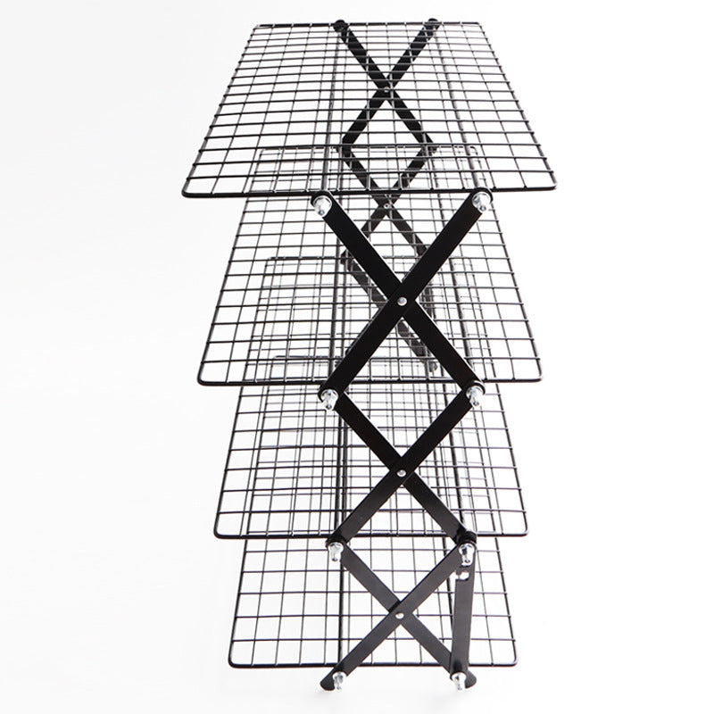 Multi-Layer Foldable Mesh Storage Rack with Adjustable Height