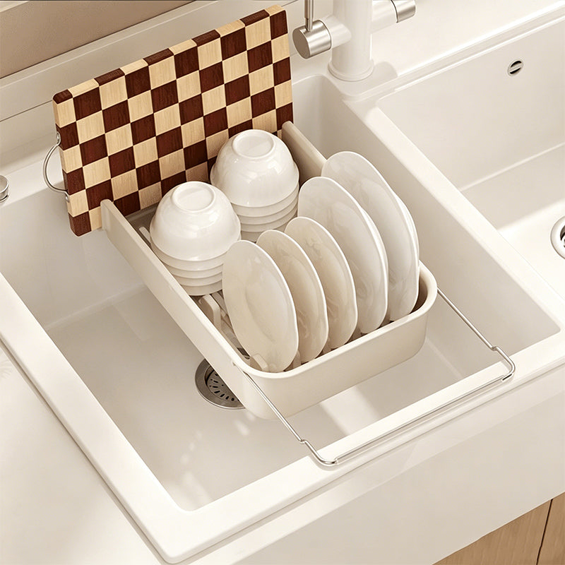 Large Capacity Expandable Over Sink Dish Drying Rack with Utensil Holder