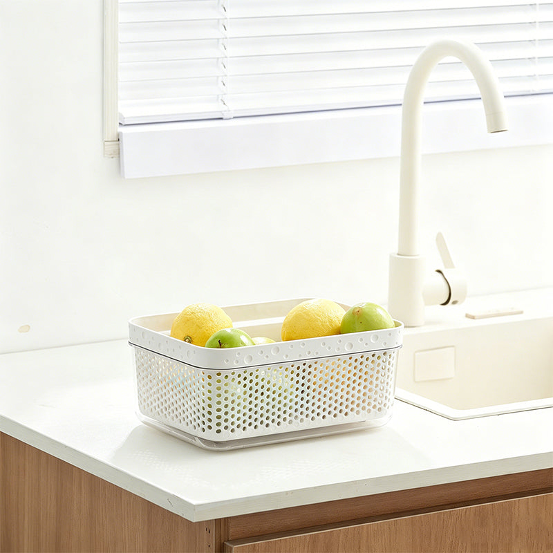 Large Capacity 2-Tier Stackable Square Drain Basket Set