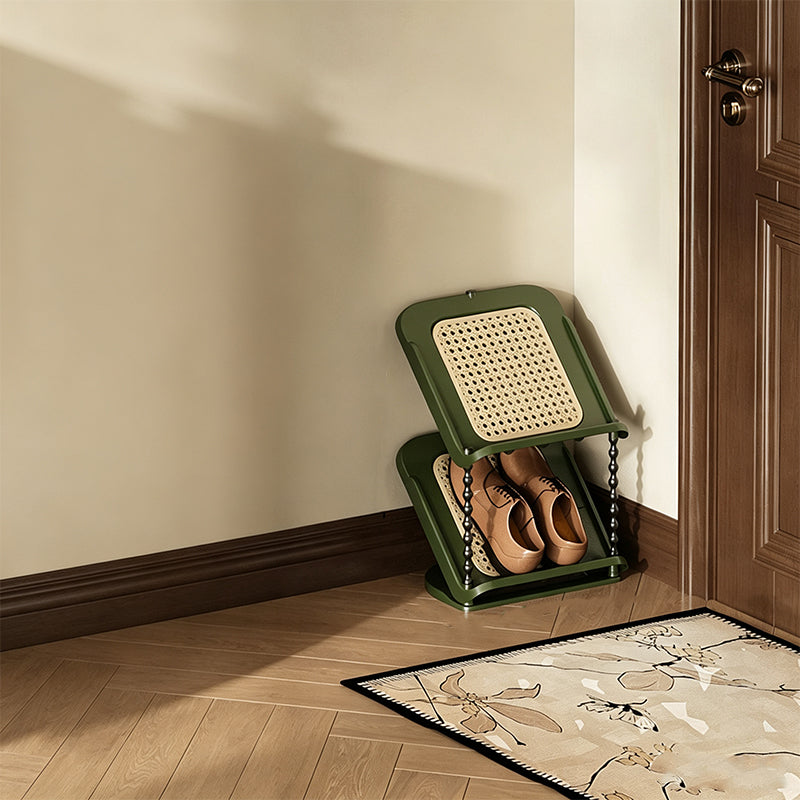 Space-Saving Slim Vertical Rattan Shoe Rack Organizer