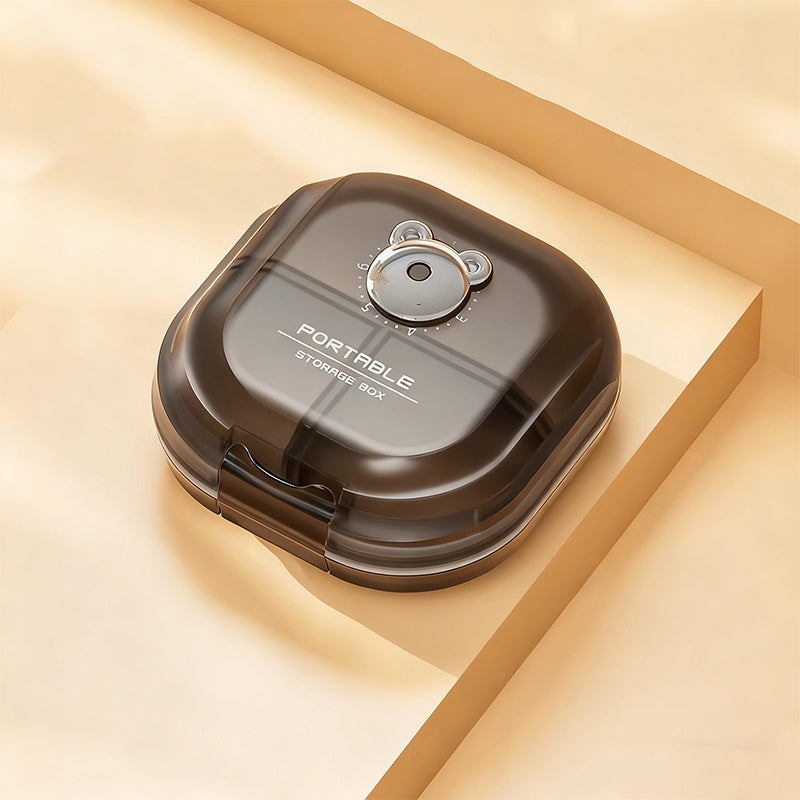 Portable Multi-Compartment Pill Organizer with Intake Counter