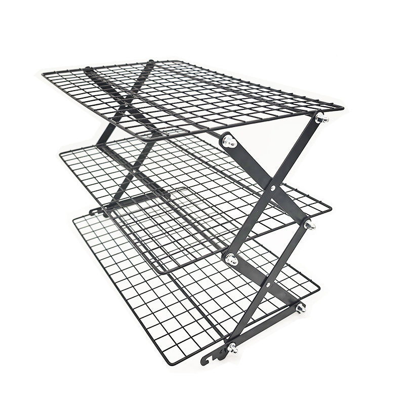 Multi-Layer Foldable Mesh Storage Rack with Adjustable Height