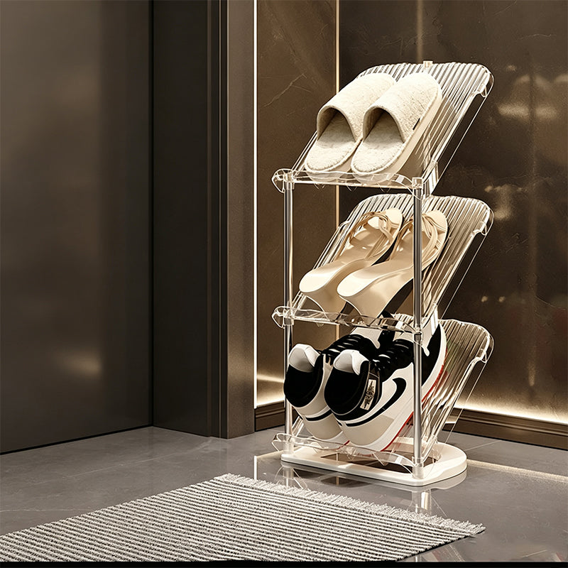 Space-Saving Slim Vertical Rattan Shoe Rack Organizer