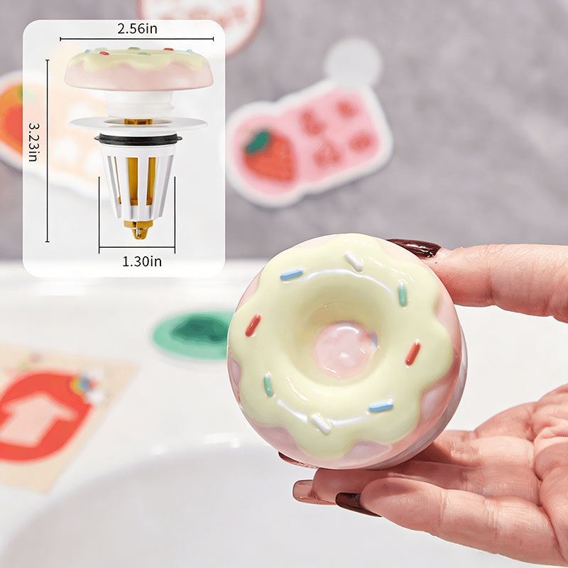 Universal Ceramic Donut Pop-Up Drain Stopper, Anti-Clog & Odor-Free