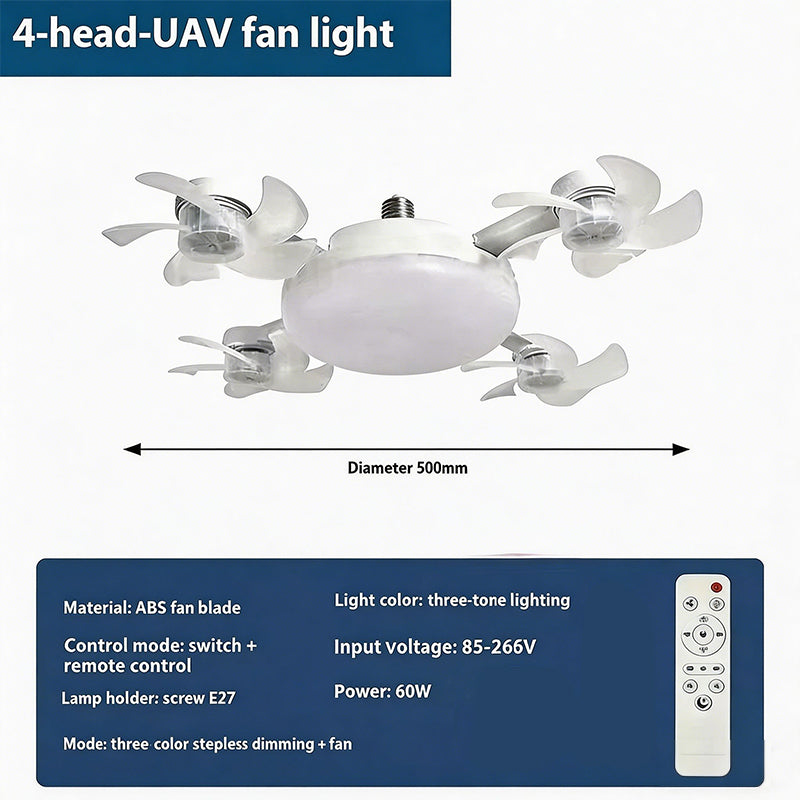 Smart 2-in-1 Ceiling Fan Light with Remote & Foldable Design