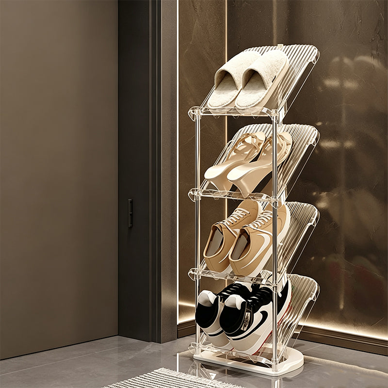 Space-Saving Slim Vertical Rattan Shoe Rack Organizer