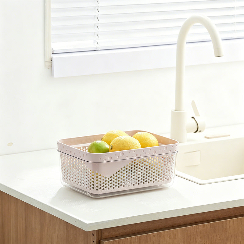 Large Capacity 2-Tier Stackable Square Drain Basket Set