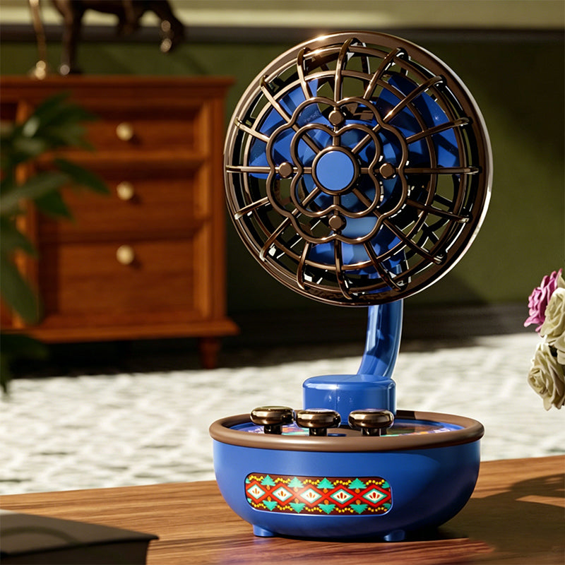 Portable Retro Fan with 3 Speeds & Ambient Light