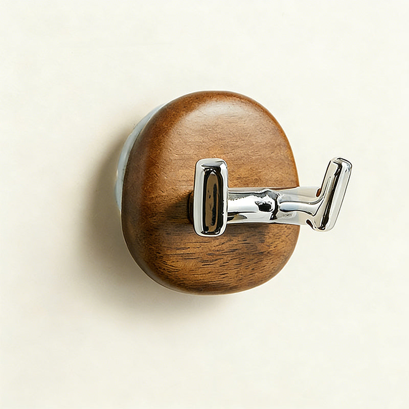 Premium Walnut Double Hook with Suction Cup – Removable & No Trace