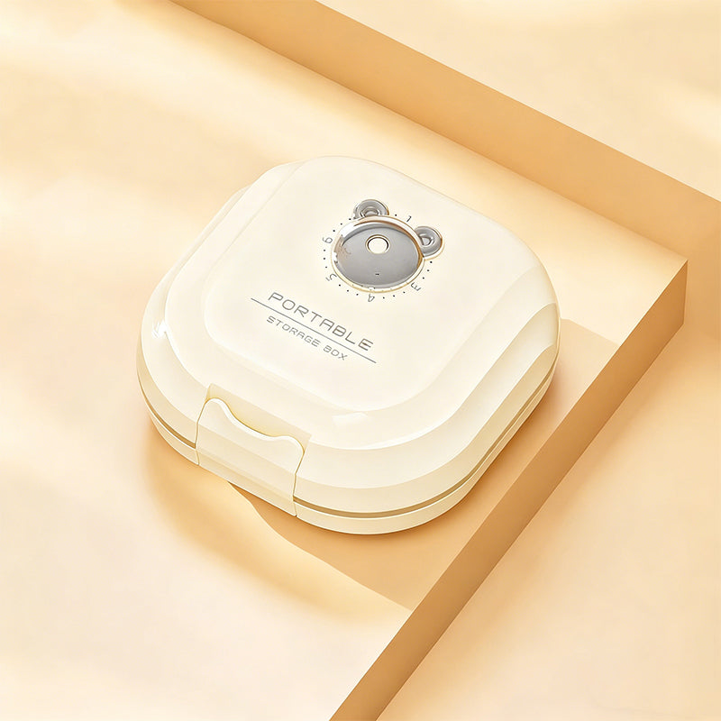 Portable Multi-Compartment Pill Organizer with Intake Counter