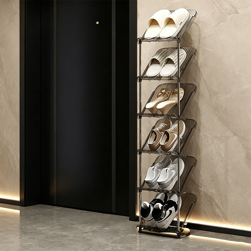 Space-Saving Slim Vertical Rattan Shoe Rack Organizer