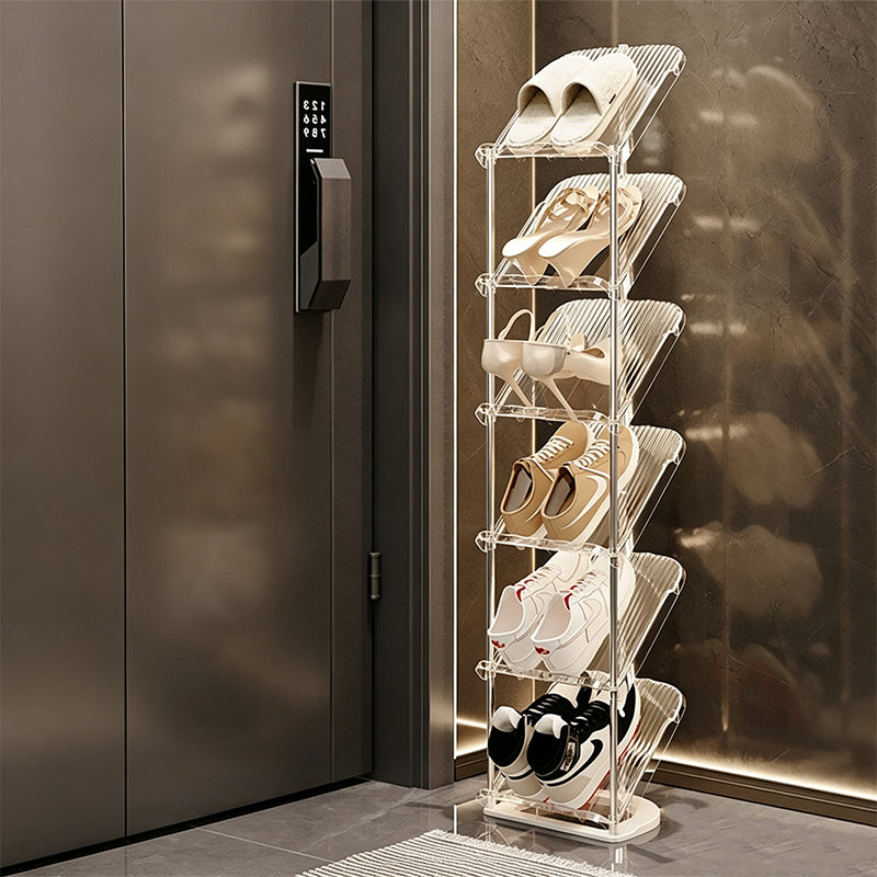 Space-Saving Slim Vertical Rattan Shoe Rack Organizer