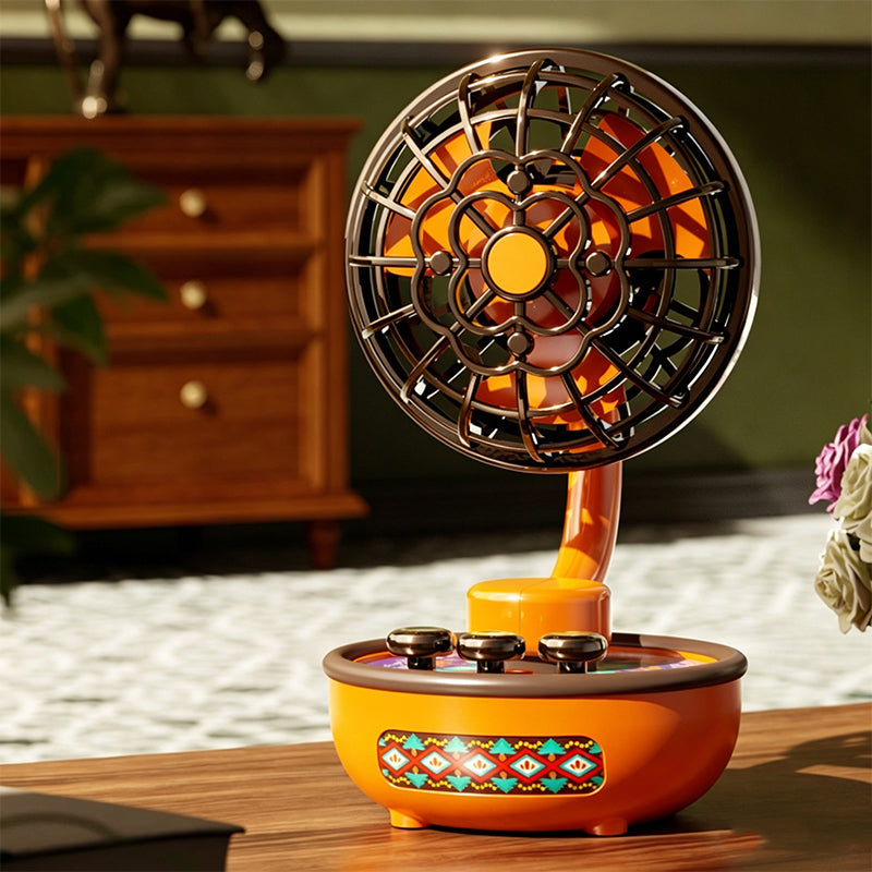 Portable Retro Fan with 3 Speeds & Ambient Light