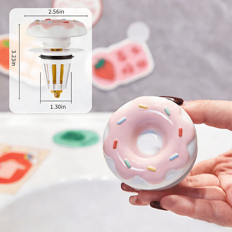 Universal Ceramic Donut Pop-Up Drain Stopper, Anti-Clog & Odor-Free