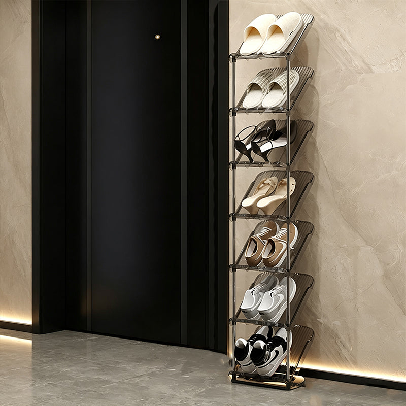 Space-Saving Slim Vertical Rattan Shoe Rack Organizer