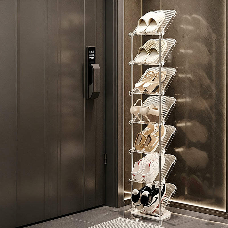 Space-Saving Slim Vertical Rattan Shoe Rack Organizer
