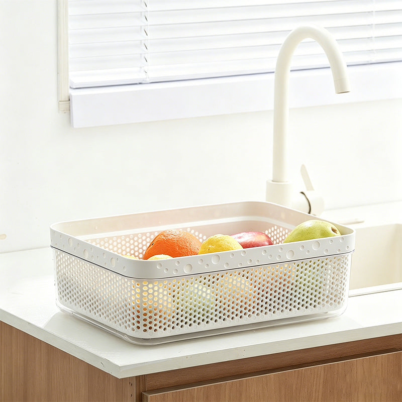 Large Capacity 2-Tier Stackable Square Drain Basket Set