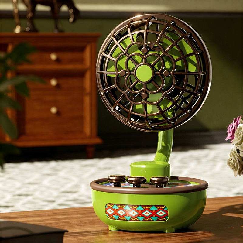 Portable Retro Fan with 3 Speeds & Ambient Light
