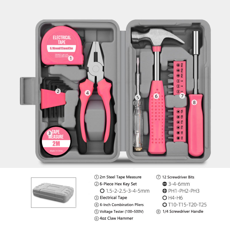 24-Piece Portable Carbon Steel Home Repair Tool Kit
