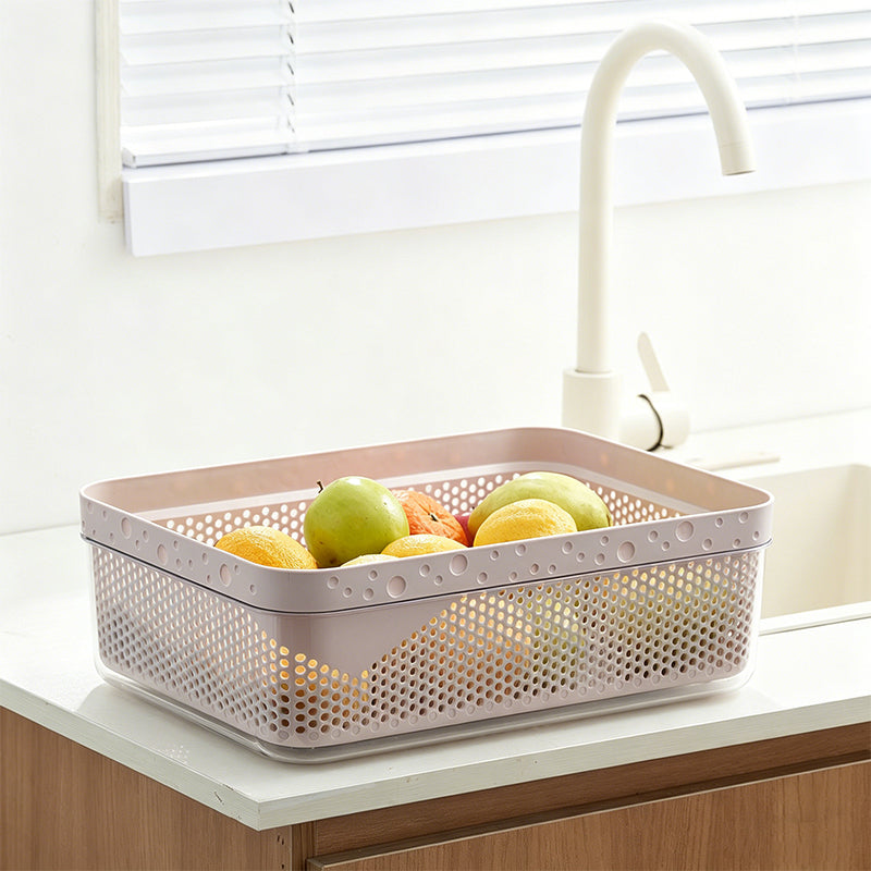 Large Capacity 2-Tier Stackable Square Drain Basket Set