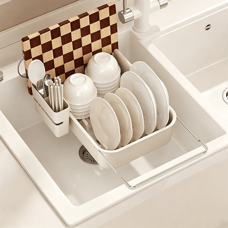 Large Capacity Expandable Over Sink Dish Drying Rack with Utensil Holder