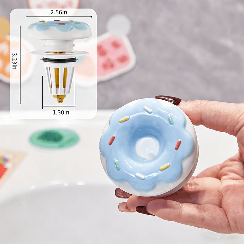 Universal Ceramic Donut Pop-Up Drain Stopper, Anti-Clog & Odor-Free