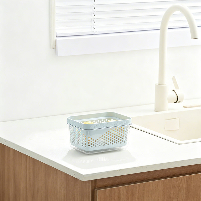 Large Capacity 2-Tier Stackable Square Drain Basket Set