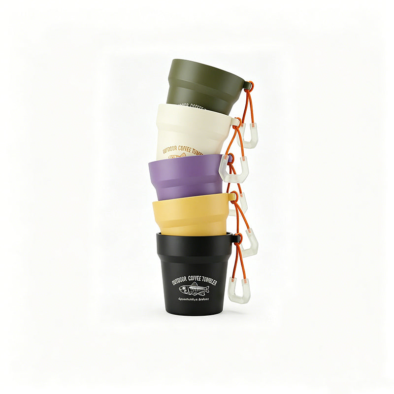 Stackable Camping Cup Set with Glow-in-the-Dark Handles