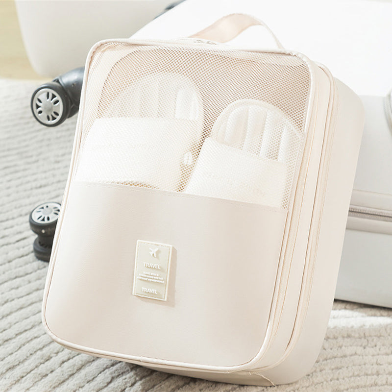 Portable Triple-Layer Shoe Organizer Bag with Back Pocket