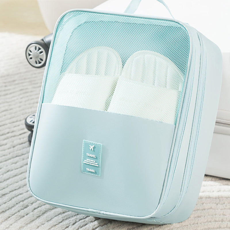 Portable Triple-Layer Shoe Organizer Bag with Back Pocket