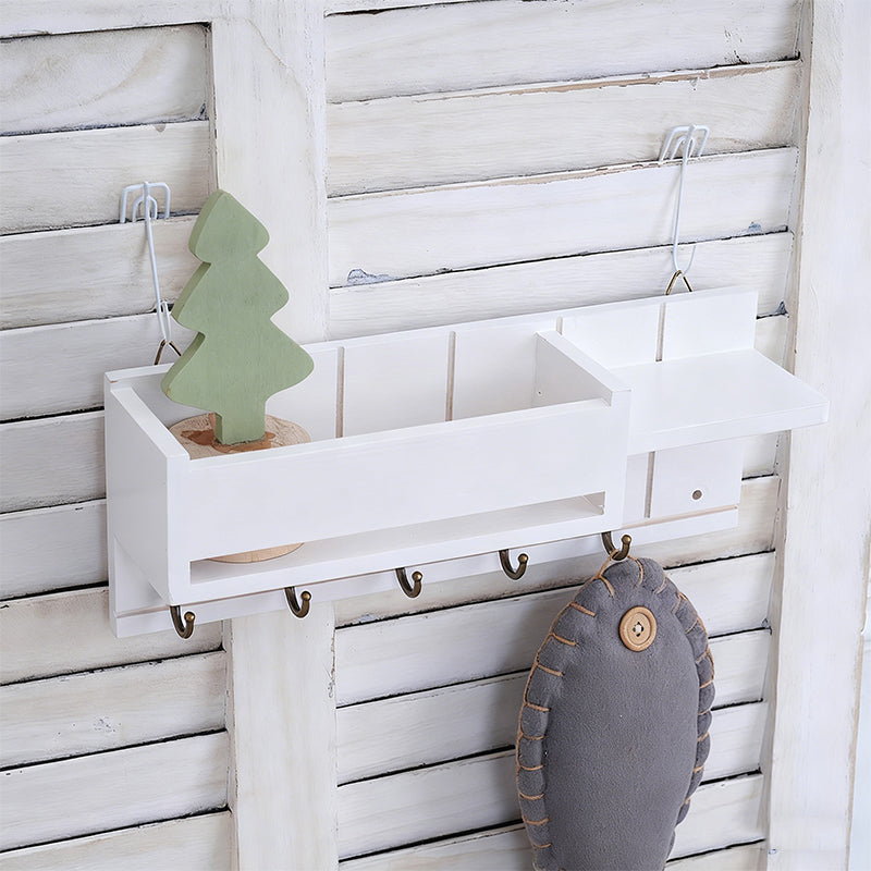 Wooden Wall-Mounted Key Holder with Mail Organizer Tray