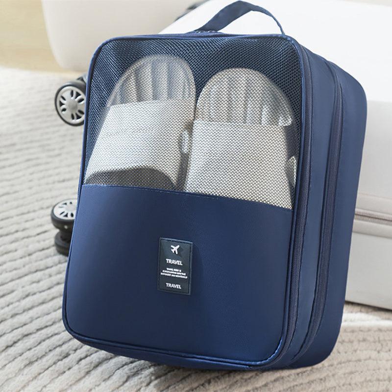 Portable Triple-Layer Shoe Organizer Bag with Back Pocket
