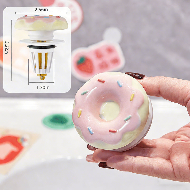 Universal Ceramic Donut Pop-Up Drain Stopper, Anti-Clog & Odor-Free