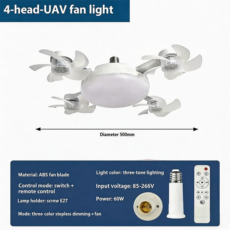 Smart 2-in-1 Ceiling Fan Light with Remote & Foldable Design