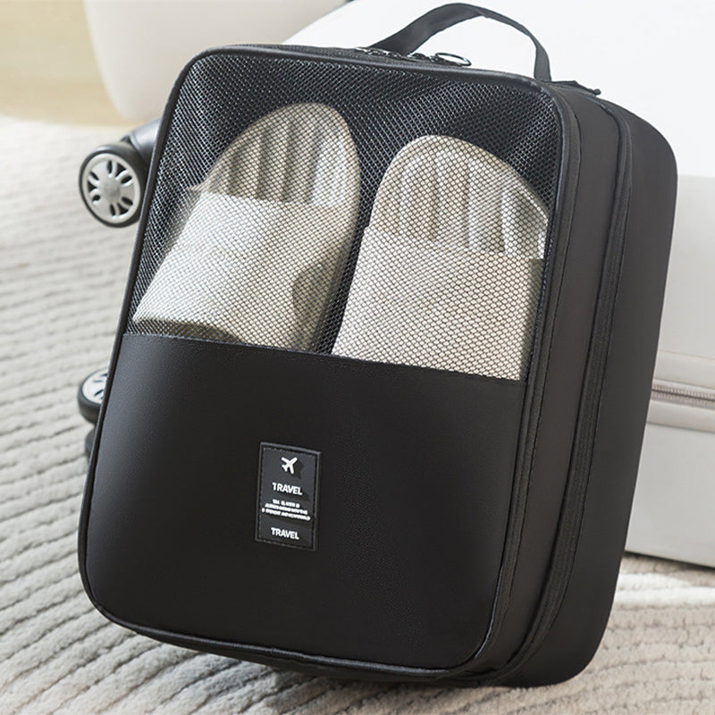 Portable Triple-Layer Shoe Organizer Bag with Back Pocket